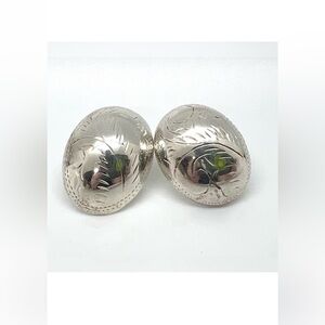 Vintage 90’s 925 Sterling Etched Puff Dome Earrings
